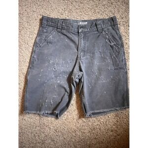 Carhartt Mens Relaxed Fit Distressed Carpenter Shorts Grey Cut Off Canvas 32